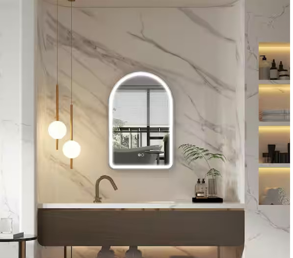 LED Arched Bathroom Mirror – Hardwired Electric