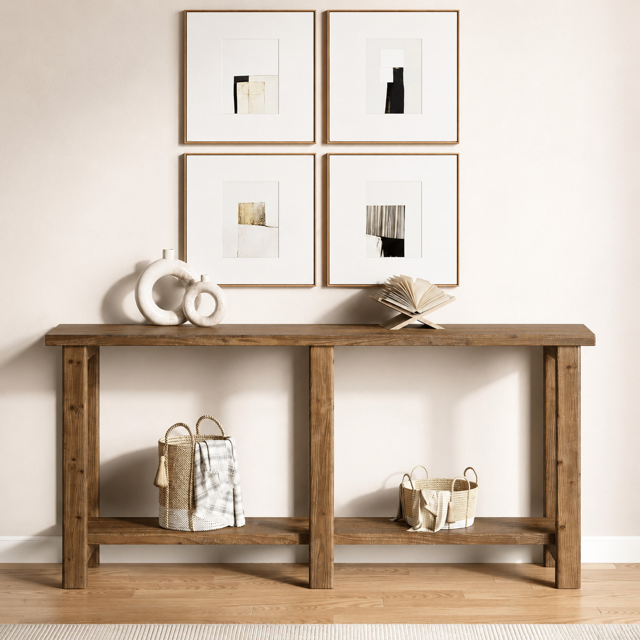 Brand New Assembled Solid Wood Console Table