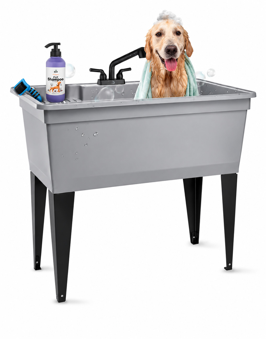 TEHILA 37 Gallon Double-Wide Utility Sink Kit