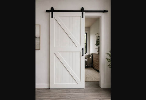🚪 Homacer Solid Wood Barn Door – 48” x 96” – Fully Assembled – Open Box
