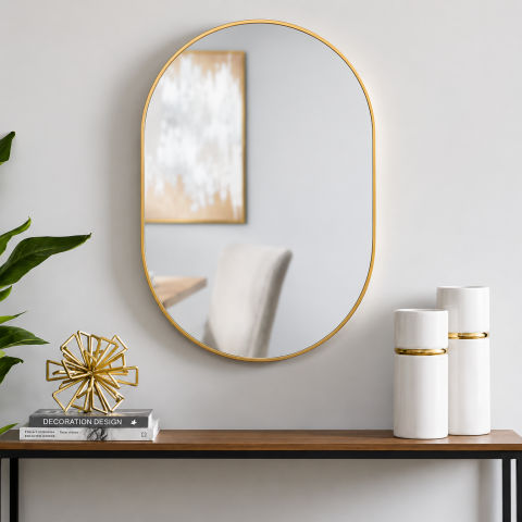 Modern Gold Oval Wall Mirror