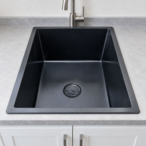 Black Polypropylene Utility Sink with Drain Kit