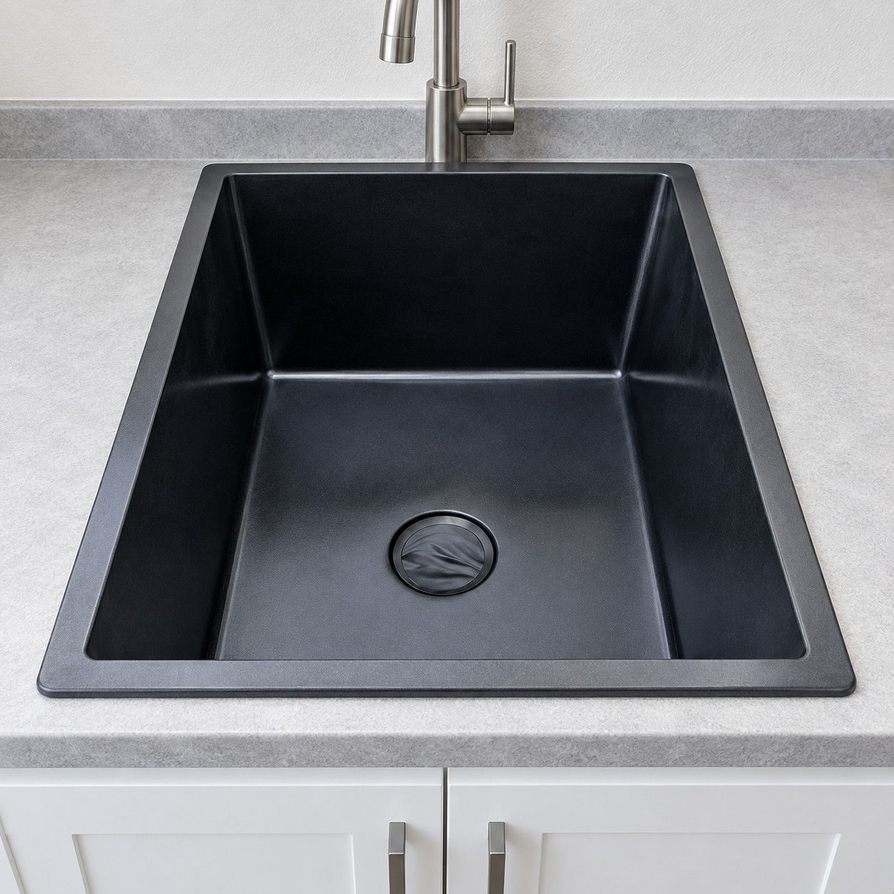 Black Polypropylene Utility Sink with Drain Kit