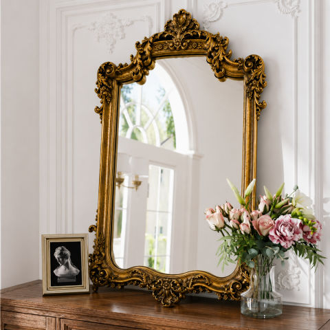 Ornate Vintage Style Gold Wall Mirror