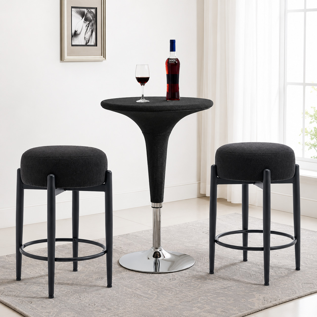 Modern Bouclé Counter Stools – Set of 2