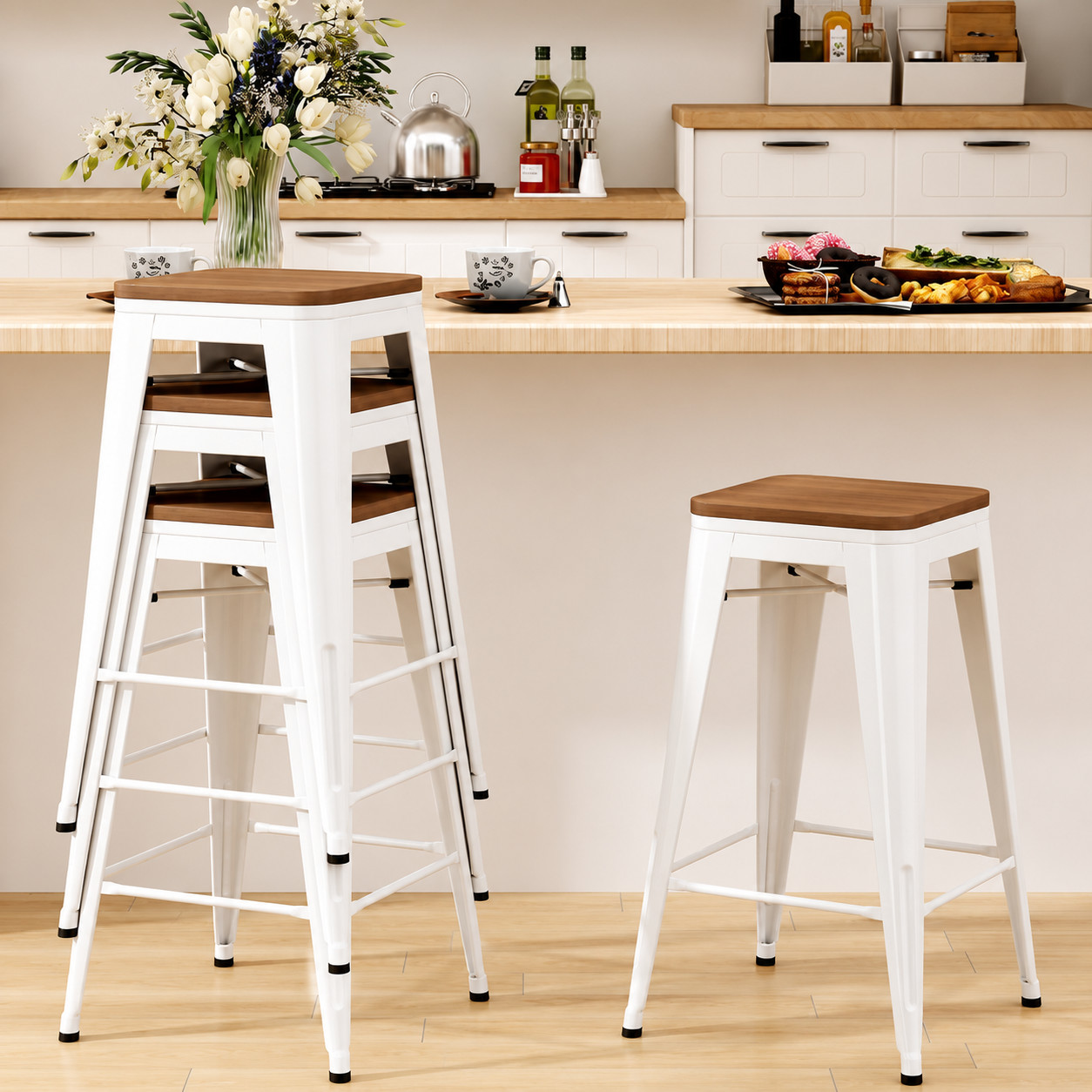 White Bar Stool (4-Pack)