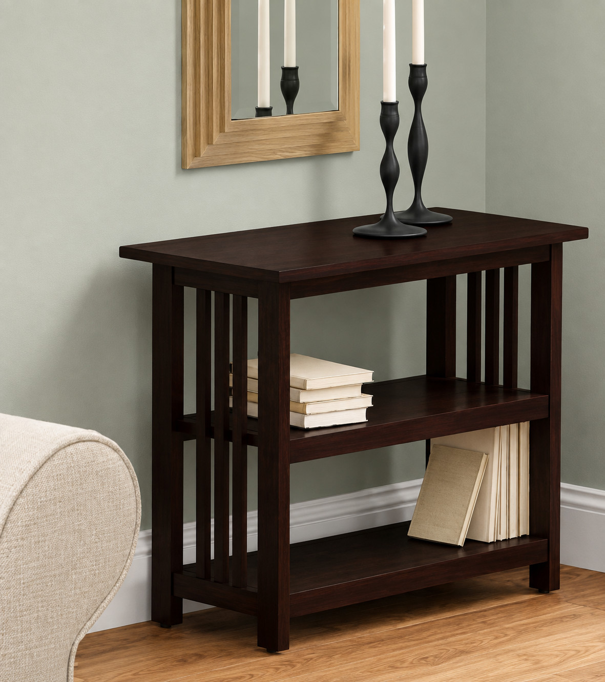 Under-Window Bookshelf – Espresso Finish