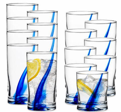 Libbey Blue Ribbon Impressions 16-Piece Glass Set