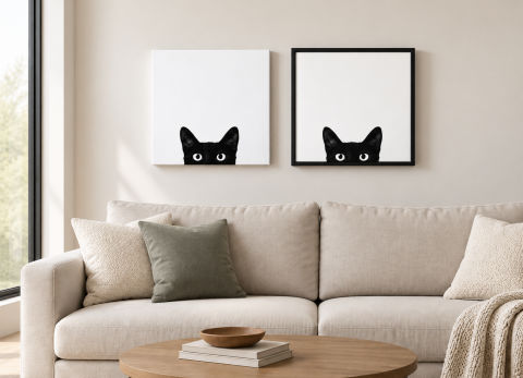 Minimalist Black Cat Wall Art Set