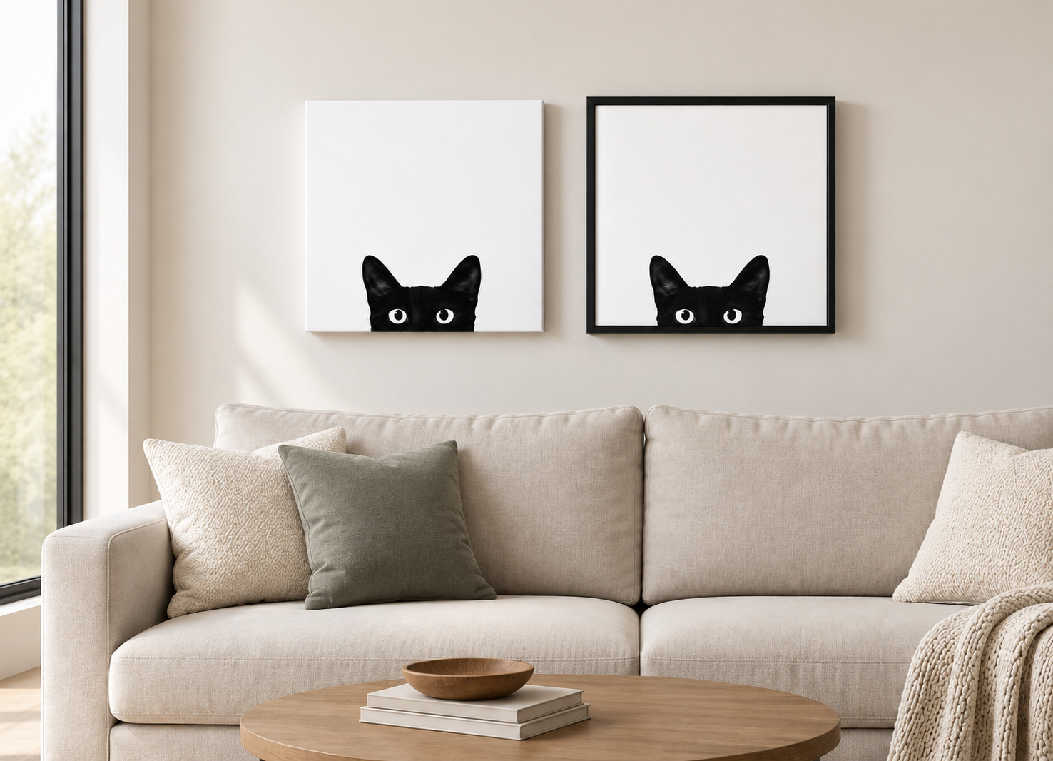 Minimalist Black Cat Wall Art Set