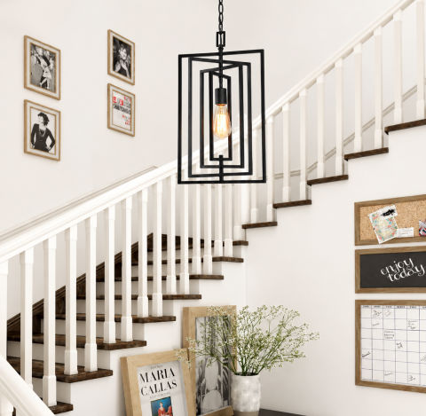 Uolfin Modern Black Metal Geometric Pendant Light