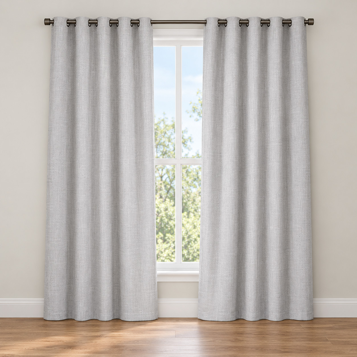 Latte Linen-Look Blackout Curtains – Set of 2