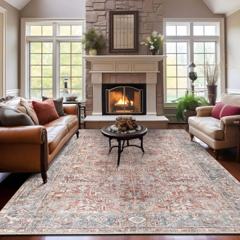 World Rug Gallery 6034 Red Vintage Distressed Area Rug – 10' × 14'