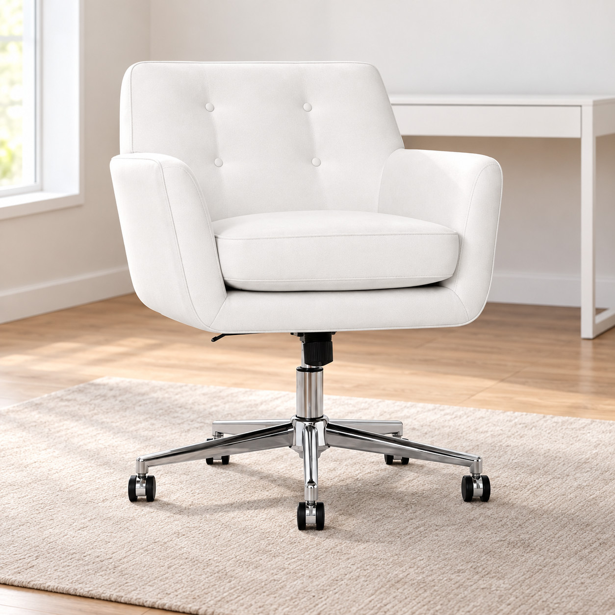 Serta Ashland White Bonded Leather Office Chair