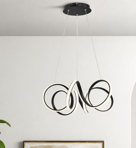 Artika Swirl Ribbon Integrated LED Pendant Light Black
