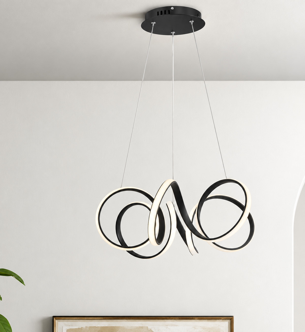 Artika Swirl Ribbon Integrated LED Pendant Light Black