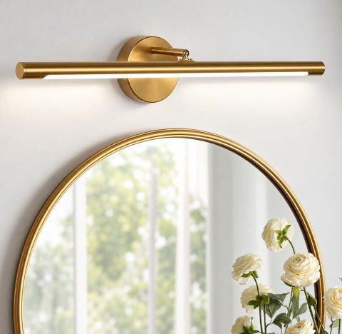 Nafissa 23.78 in. 1-Light Gold LED Bathroom Vanity Light Over Mirror Light Fixture for Bathroom and Bedroom Lighting