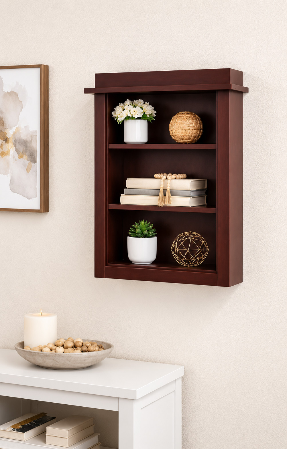 Wall-Mounted Wooden Display Shelf